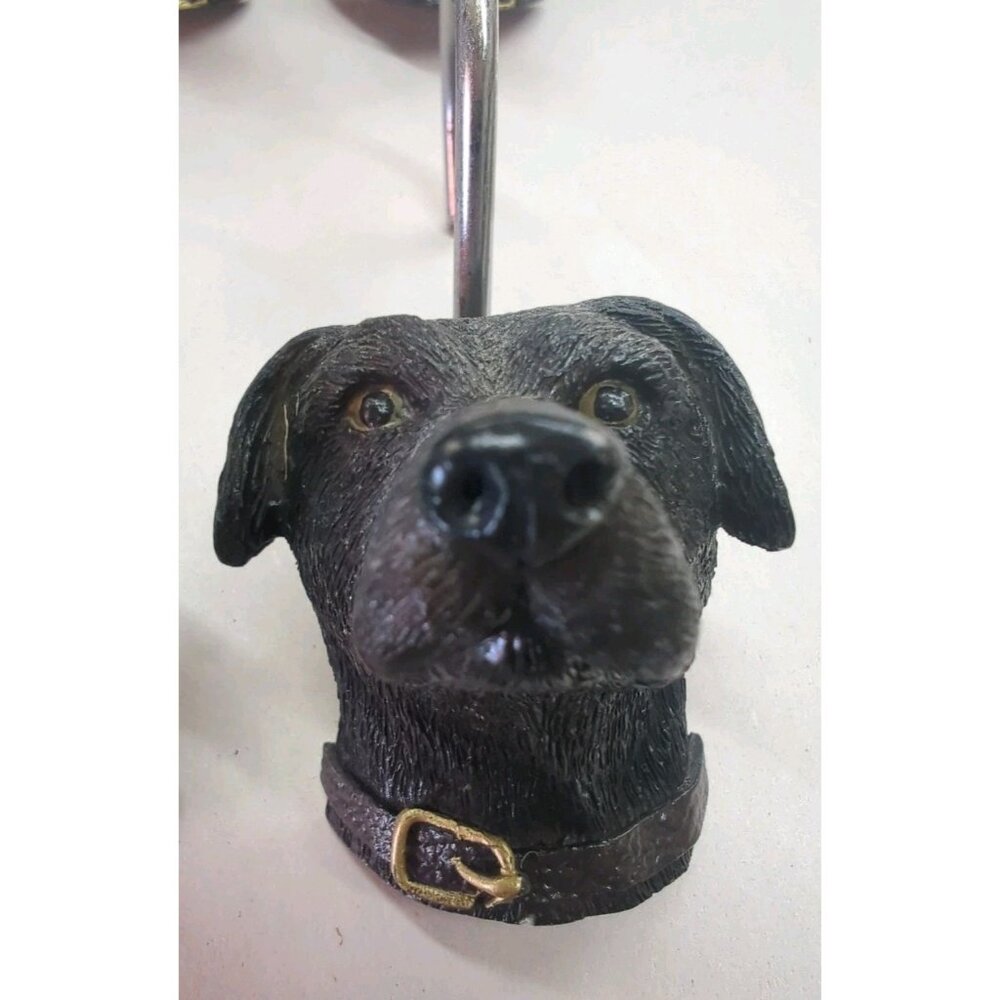 Set of 12 Labrador Retriever Shower Curtain Hooks Black Brown & Blonde Labs - Picture 2 of 14